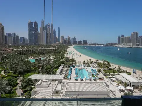 View from Palm Beach Towers over the beach towards Dubai Marina
