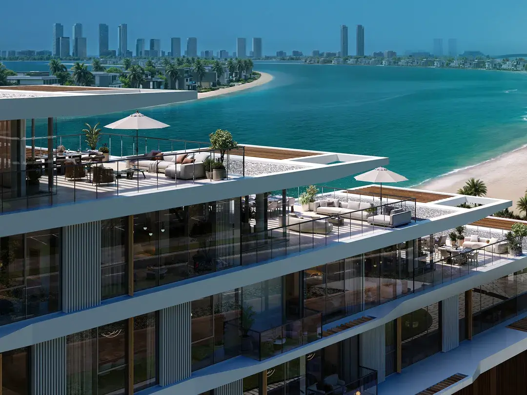 Terraces overlooking the beach at Palm Jebel Ali