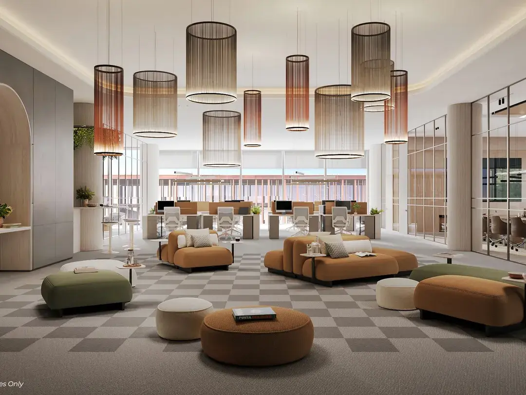 Indicative fit-out of an open-plan office